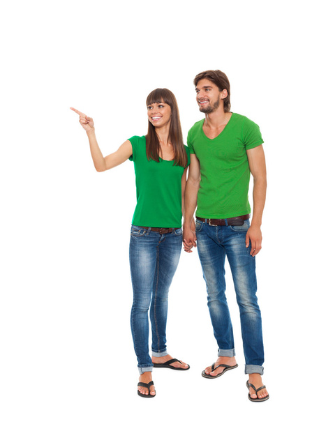 Couple in green t-shirts - Foto, Imagen