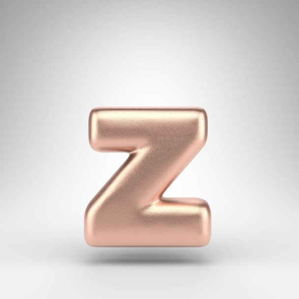 Buchstabe Z auf weißem Hintergrund. Matter 3D-Buchstabe aus Kupfer mit glänzender metallischer Textur. - Foto, Bild