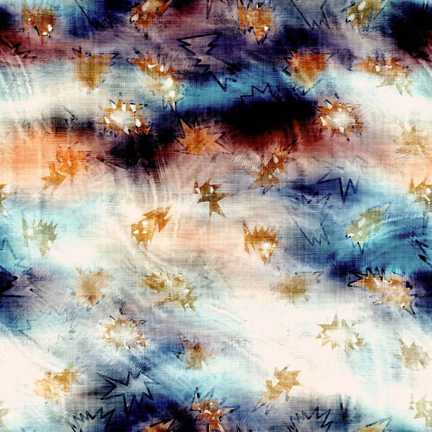 Blurry grunge washed out tie dye texture background. Wavy irregular motion wave seamless pattern. Grunge distorted ink chaos effect. Weathered old and worn distressed all over print - Photo, Image