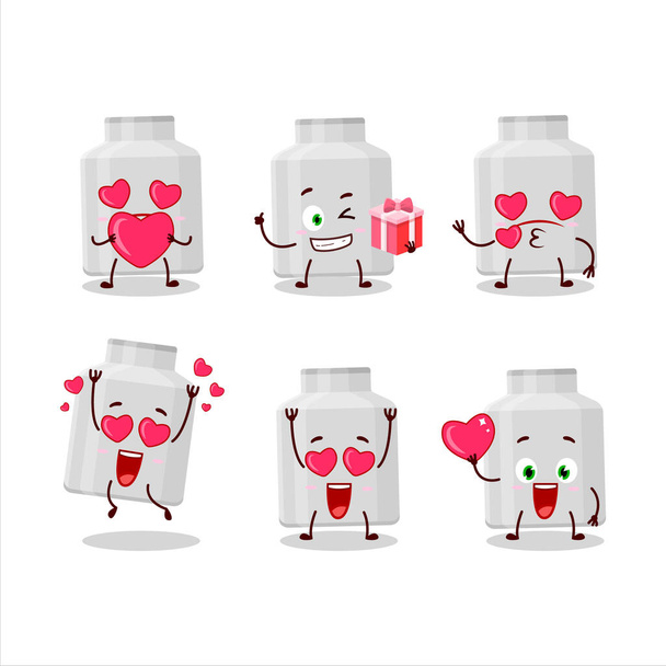 Milk can cartoon character with love cute emoticon. Vector illustration - Vector, Image