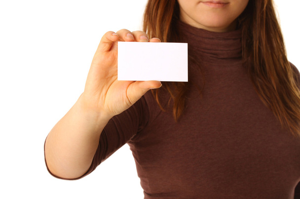 Порожня візитна картка в жіночій руці
 - Фото, зображення