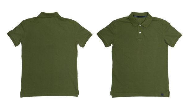 polo tričko Vintage šedě zelené barvy s bílým pozadím muži  - Fotografie, Obrázek