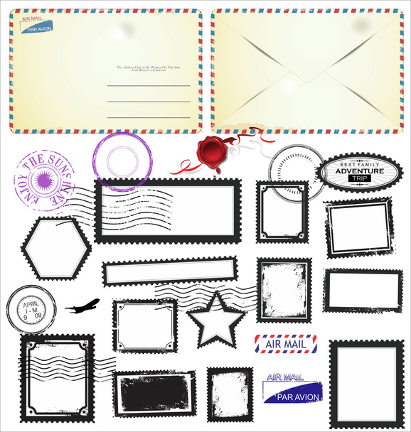 Set of post stamp symbols, vector illustration - Vektör, Görsel