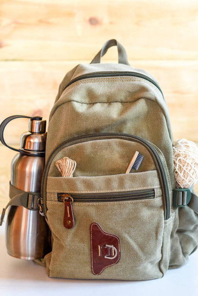 Backpack for zero waste travel. - Photo, Image