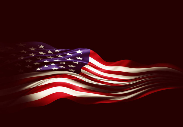 Bandeira americana, ilustração 3D colorida  - Foto, Imagem