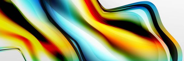 ベクトル抽象的な背景、金属、色のクイックシルバークロムの質感と色の輝き効果と液体スタイルのバブルを流れる - ベクター画像