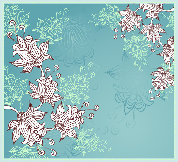 Background with abstract flowers on blue background - ベクター画像