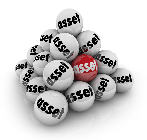 Asset Portfolio on Balls Stack Pyramid - Photo, Image