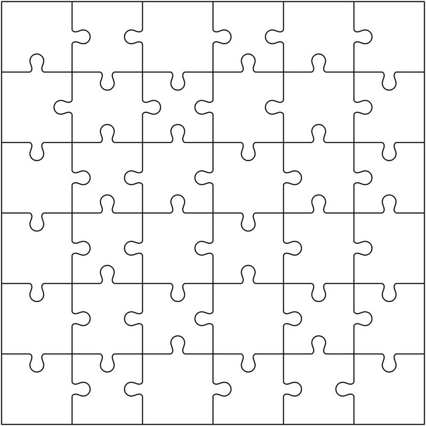 Jigsaw puzzle jednoduchý vzor izolované na bílém, Klasické puzzle herní prvek nebo mozaika část připojení. Vektorová ilustrace - Vektor, obrázek