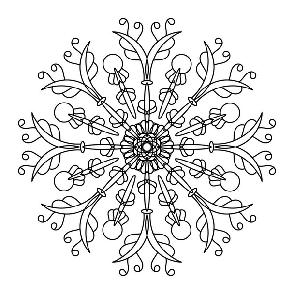 Mandala. Coloring book page . Doodle Linear art. Anti stress for adults and children for relaxing. Hand drawn Decorative monochrome element for design - Vector, Imagen