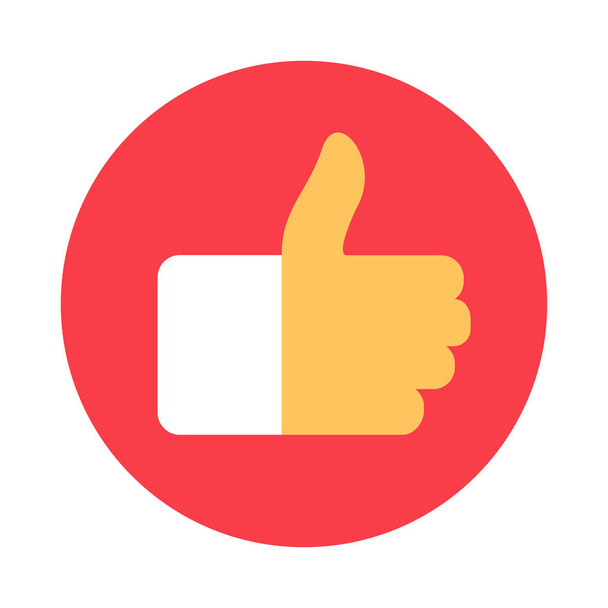 Thumb Up Flat Icon, Like It Sign Vector illustration. Approve Symbol of Social Network Media Communication. Colorful Circle Icon Yes Hand Gesture - Vector, Image