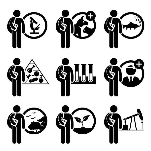 Student Degree in Agriculture Science - Research, Veterinary, Fishery, Food, Biology, Doctorate, Environmental, Plant, Petroleum - Stick Figure Pictogram Icon Clipart - Vector, Image