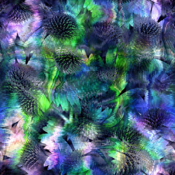 Blobs de couleur abstraits sans couture avec superposition florale - Photo, image