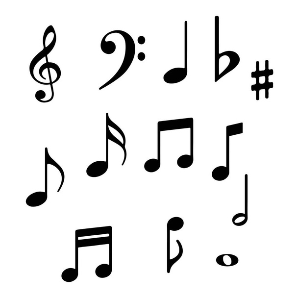 Notas musicales iconos. Signos clave musicales. Símbolos vectoriales sobre fondo blanco. Eps 10 - Vector, Imagen