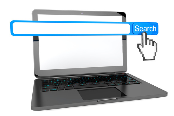 Computer portatile con Internet Finestra del browser motore di ricerca
 - Foto, immagini