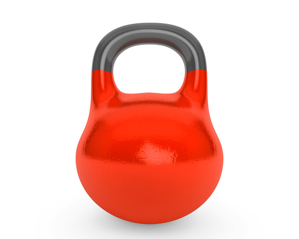 czerwony żelaza kettlebell dla ciężarów i fitness - Zdjęcie, obraz