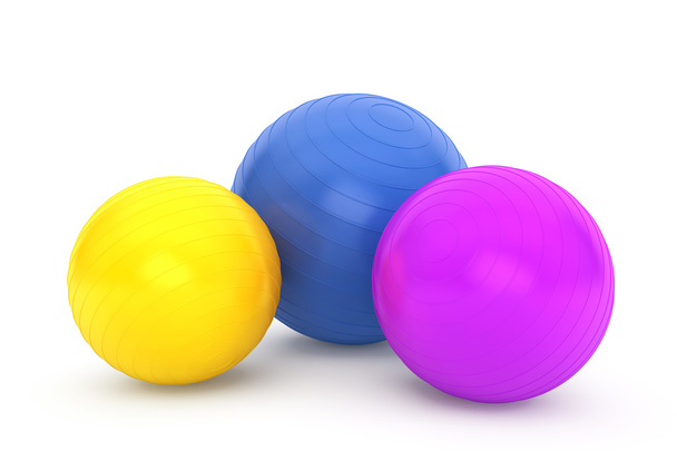 drie kleurrijke fitness ballen - Zdjęcie, obraz