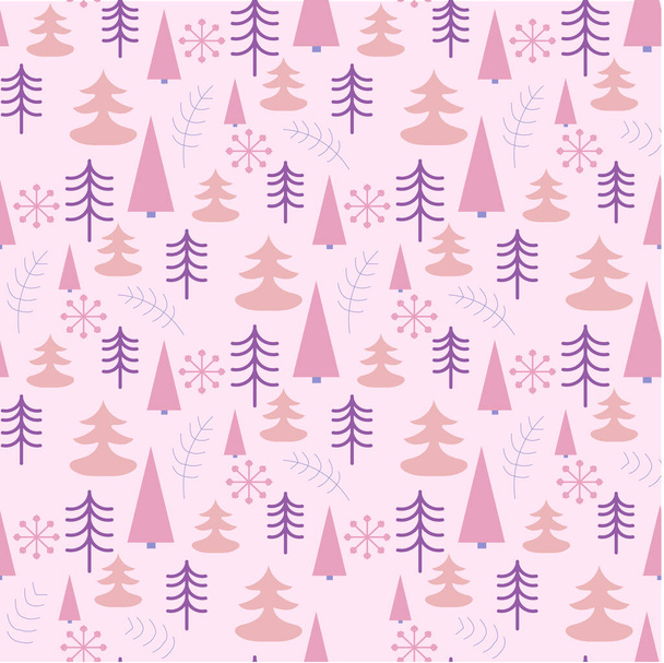 クリスマスツリーとベクトルシームレスパターン。完璧な背景  - ベクター画像