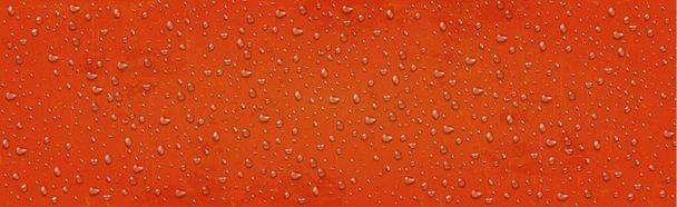 Gotas de agua realistas sobre fondo rojo - Ilustración vectorial - Vector, imagen