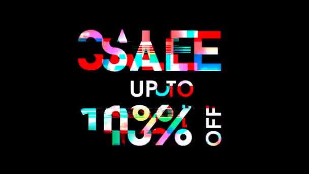 10% discount on a black background, glitch effect, bright multicolored paints. - Footage, Video