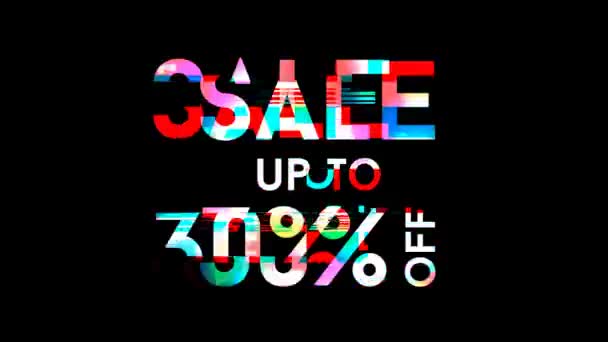 30% discount on a black background, glitch effect, bright multicolored paints. - Footage, Video