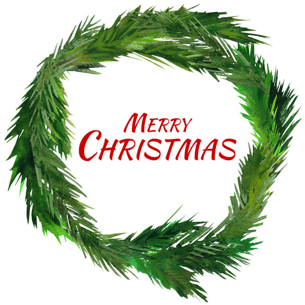 Watercolor Christmas wreath - Photo, Image