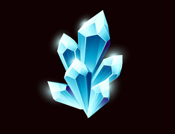 ゲームのための茶色の背景漫画スタイルのデザインアイテムに隔離された青の色の大きな輝きミネラル鉱石フラットベクトルイラスト. - ベクター画像