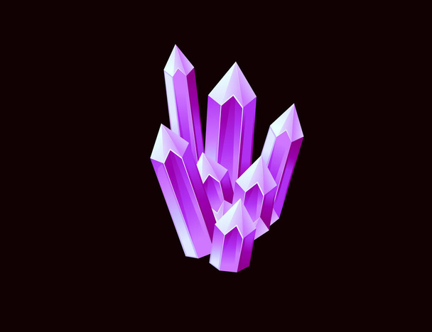 Color púrpura gran brillo mineral mineral plana vector ilustración aislado sobre fondo marrón dibujo animado estilo elemento de diseño para juegos. - Vector, Imagen