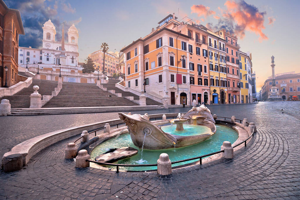 Spanish steps famous landmark of Rome morning view, capital of Ital - Photo, Image