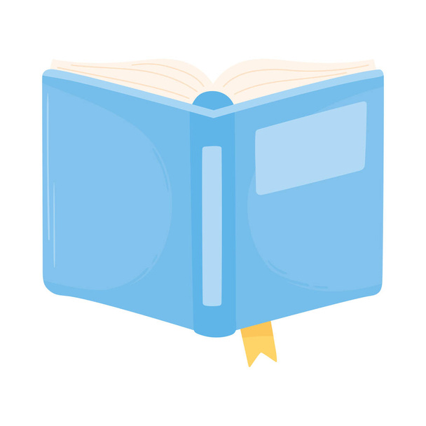 blue open book bookmark academic icon white background - Vector, Image