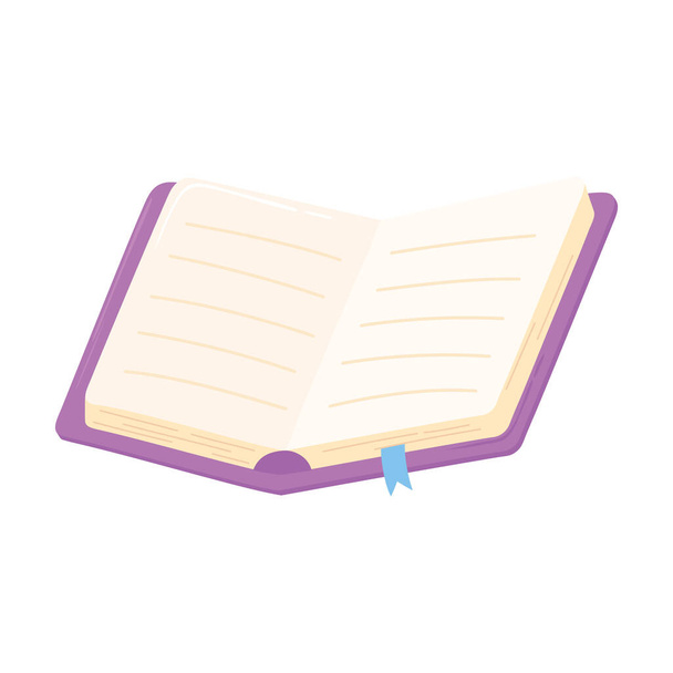 libro abierto páginas de marcadores aprender icono fondo blanco - Vector, Imagen