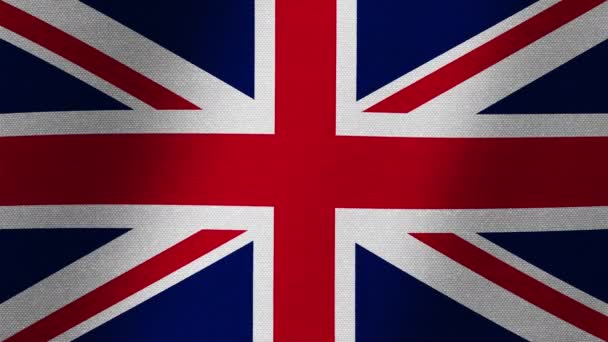Σημαία της Μεγάλης Βρετανίας. Αργό φτερούγισμα του καμβά. Διακύμανση του υφάσματος. - Πλάνα, βίντεο