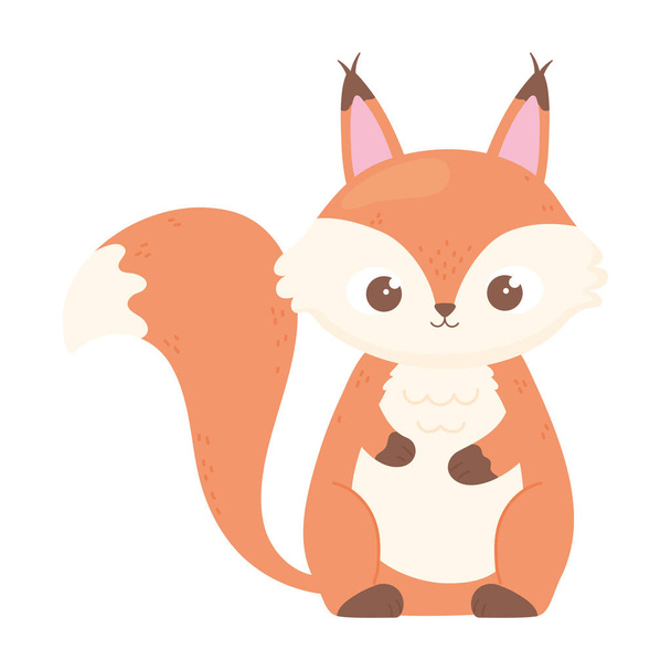 aranyos mókus rajzfilm állat ikon fehér háttér - Vektor, kép