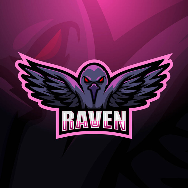Дизайн логотипа талисмана Raven esport - Вектор,изображение
