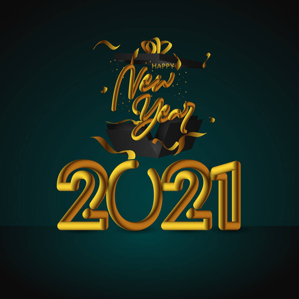 Щасливий Новий 2021 рік з 3d трубки текст Векторний дизайн для друку прапора та вітання фону
 - Вектор, зображення