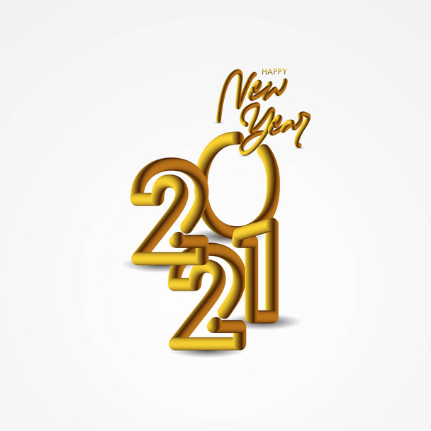 Szczęśliwego Nowego Roku 2021 z 3D Tube Tekst wektor projektu na baner Drukuj i powitanie tła - Wektor, obraz
