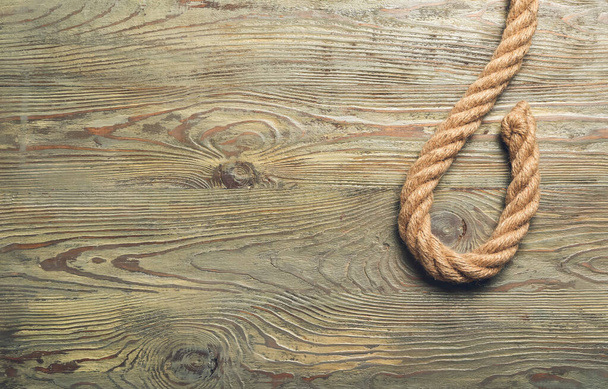 Seil auf Holzgrund, Nahaufnahme - Foto, Bild