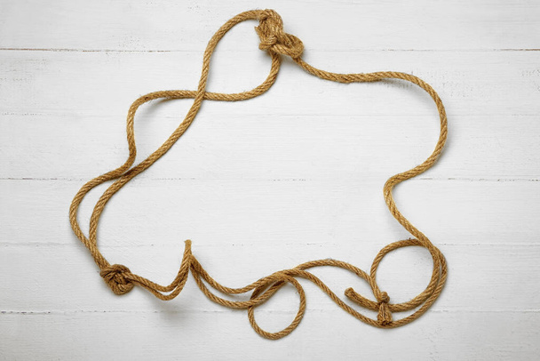Kötélből készült keret könnyű háttérrel - Fotó, kép