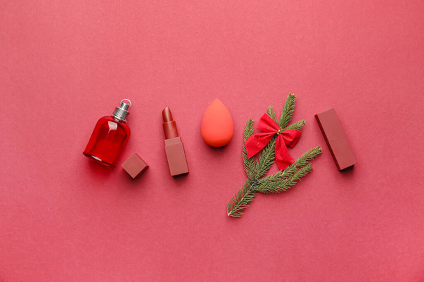 Joulun koostumus kosmetiikka väri tausta - Valokuva, kuva