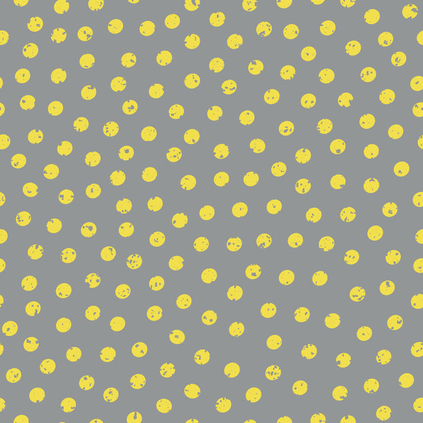 Černobílé grunge barva postříkané texturované vektor bezešvé vzor pozadí. Texturální organické malované kruhy dutonově žluté šedé pozadí. Vyhozený náhodný design. Ošuntělý šik po celém tisku - Vektor, obrázek