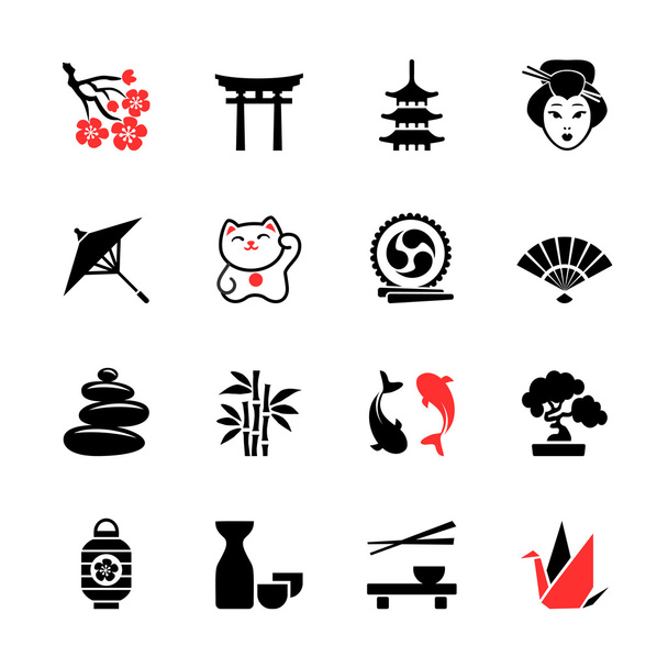 Tema japonés icono conjunto
 - Vector, imagen