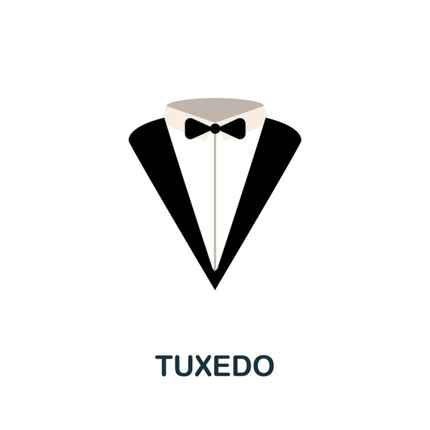 Пласка ікона Tuxedo. Зафарбований векторний елемент з весільної колекції. Ікона Creative Tuxedo для веб-проекту, шаблонів та інфографіки. - Вектор, зображення