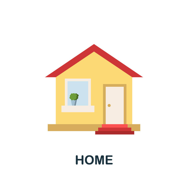 Thuis plat pictogram. Gekleurd gevuld vectorelement uit het werk uit de woningcollectie. Creative Home icoon voor web design project, sjablonen en infographics. - Vector, afbeelding