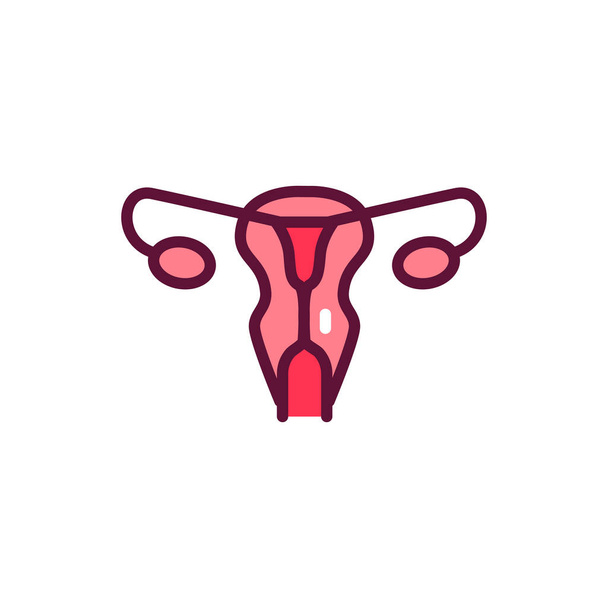 Icono de línea del sistema reproductor femenino. Esquema del pictograma para la página web. - Vector, imagen
