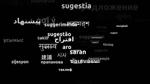 Предложение Переведено на 57 языках мира Бесконечный цикл 3d Увеличение маски Wordcloud - Кадры, видео