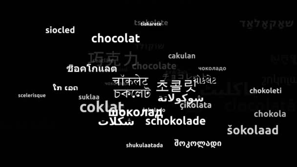 Σοκολάτα μεταφρασμένη σε 53 παγκόσμιες γλώσσες ατελείωτες Looping 3d Zooming Wordcloud Mask - Πλάνα, βίντεο