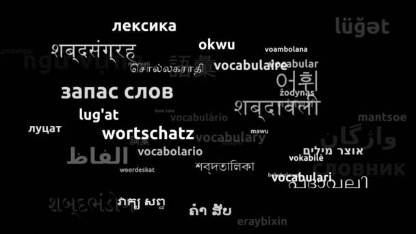 Λεξιλόγιο μεταφρασμένο σε 49 παγκόσμιες γλώσσες ατελείωτες Looping 3d Zooming Wordcloud Mask - Πλάνα, βίντεο