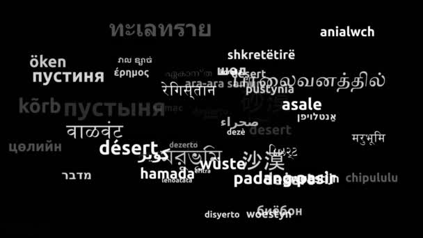 Wüste Übersetzt in 61 Weltsprachen Endlosschleife 3D-Zoomen Wordcloud-Maske - Filmmaterial, Video