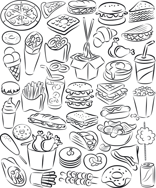 conjunto de ícone de fast food - Vetor, Imagem
