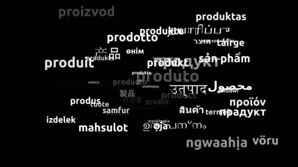 Трансляция продукта на 60 языках мира и менее петляющая трехмерная Zooming Wordcloud Mask - Кадры, видео